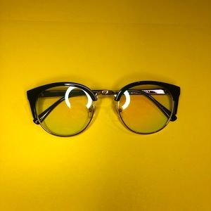 Retro Style Round Clear Glasses with Gold Frame